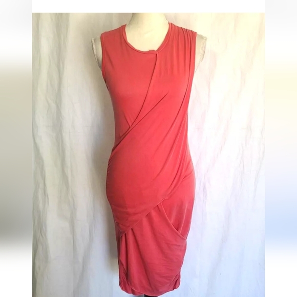 Anthropologie Dresses & Skirts - Anthropologie Stateside Coral Pink Ruched Faux Wrap Tank Dress Small